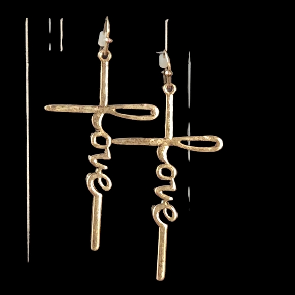 Wildflower Love Cross Metal Drop Earring Set - Picture 2 of 5